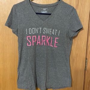 V neck workout shirt I don’t sweat I sparkle
